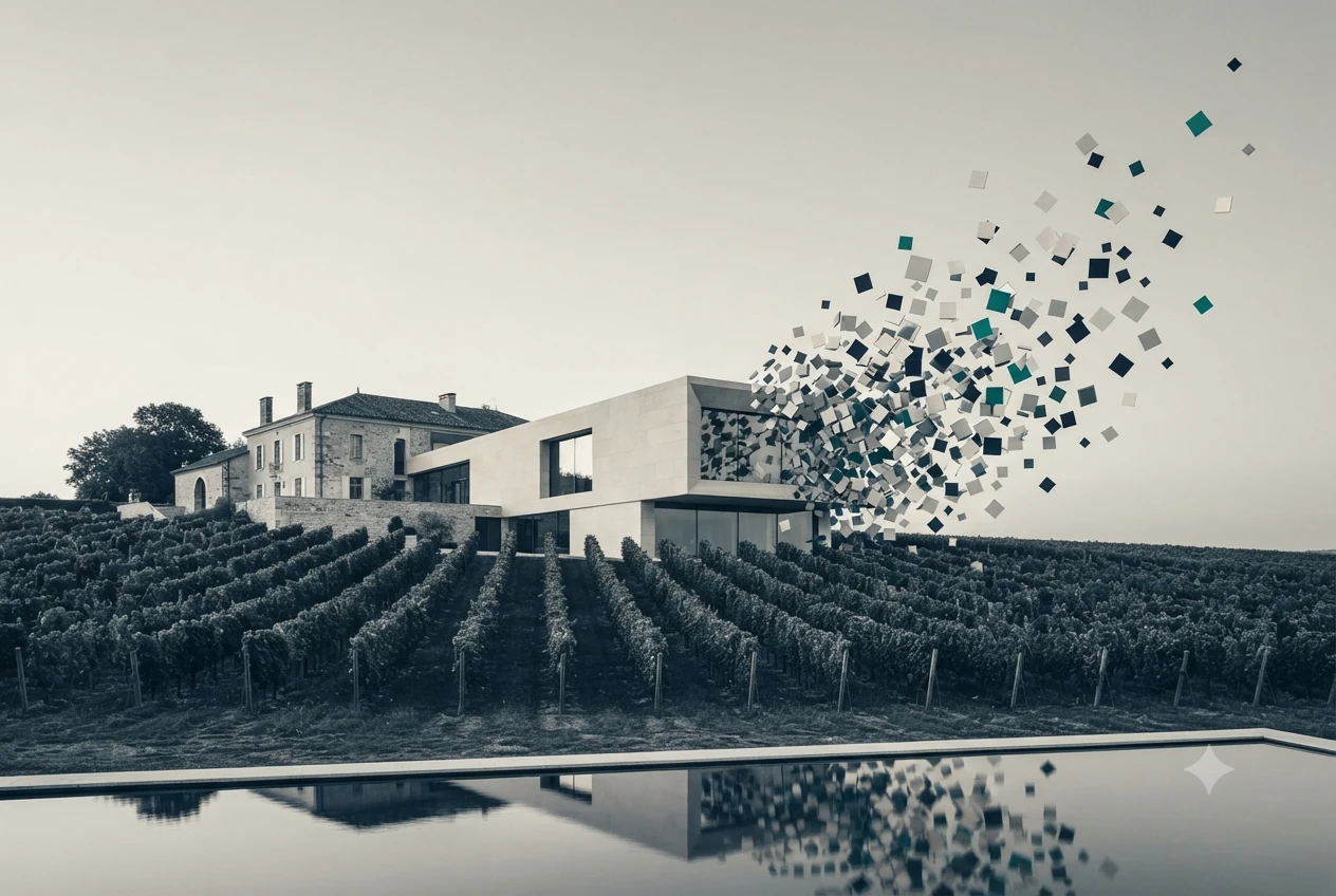 Weingut, das sich in digitale Anteile auflöst