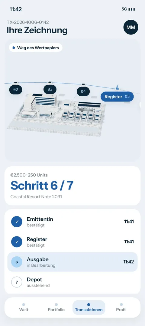 Token World mobil: Transaktion bei Schritt 6 von 7